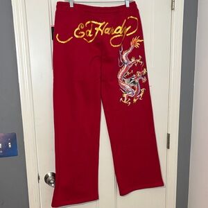 Ed Hardy Cherry Red Dragon Sweatpants